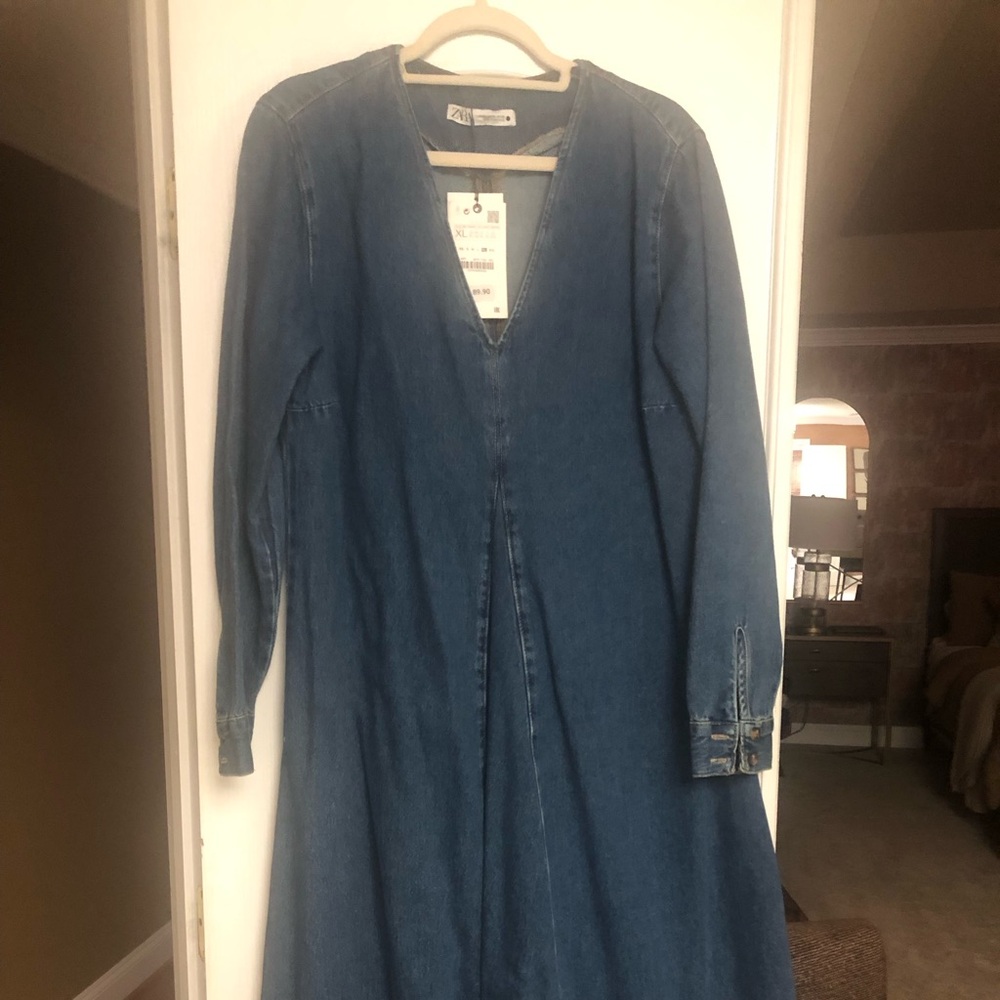 NWT Zara Denim Maxi Dress